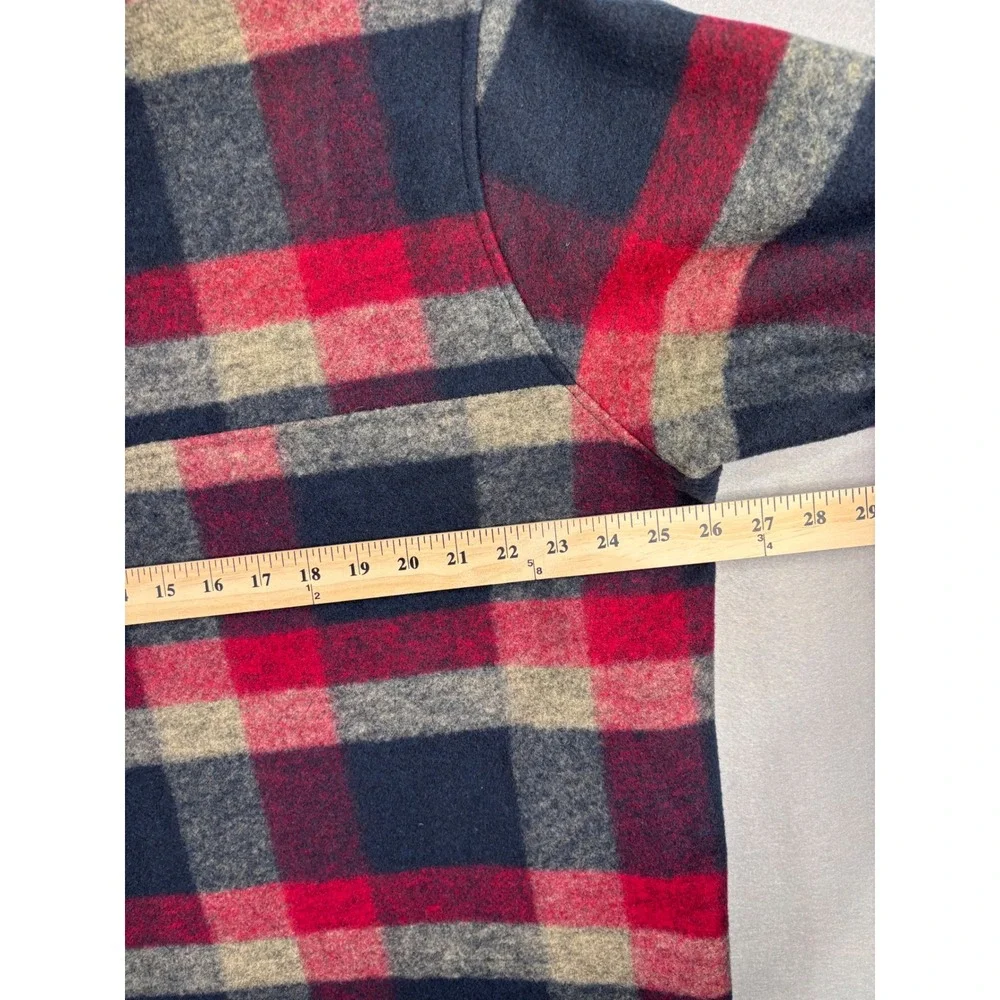John Wayne Stock & Supply Mens XL Plaid Quarter Zip Fleece Pullover Red Blue 176